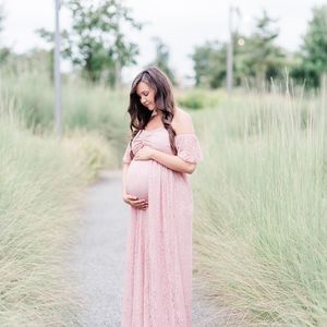 Pink Lace Maternity Dress